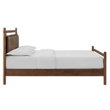 Leni Walnut/Mushroom Full Size Vegan Leather and Wood Platform Bed Frame - Ornate Home