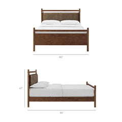 Leni Walnut/Mushroom King Size Vegan Leather and Wood Platform Bed Frame - Ornate Home
