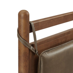 Leni Walnut/Mushroom Queen Size Vegan Leather and Wood Platform Bed Frame - Ornate Home