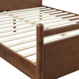 Leni Walnut/Mushroom Queen Size Vegan Leather and Wood Platform Bed Frame - Ornate Home