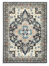 Leningston Black/Cream/Blue 8' x 10' Washable Rug - Ornate Home