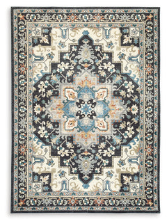 Leningston Black/Cream/Blue 8' x 10' Washable Rug - Ornate Home