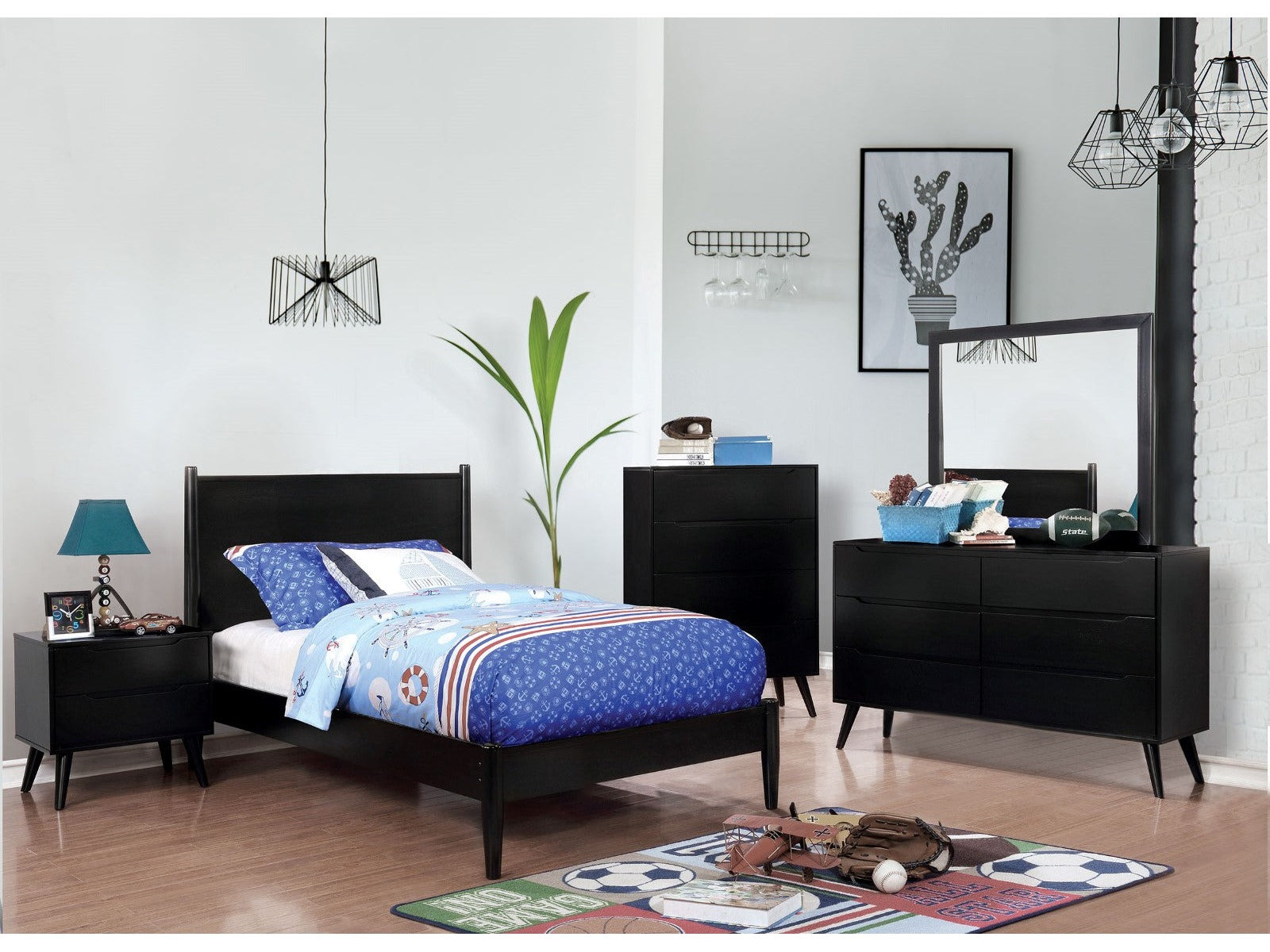 Lennart Black 4 Pc. Twin Bedroom Set - Ornate Home