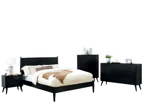 Lennart Black 5 Pc. Queen Bedroom Set w/ Chest - Ornate Home