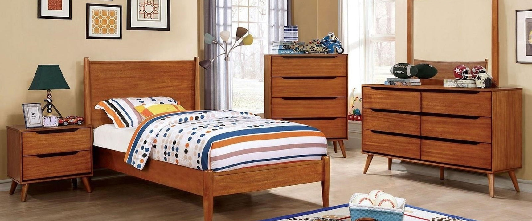Lennart Oak 4 Pc. Twin Bedroom Set - Ornate Home