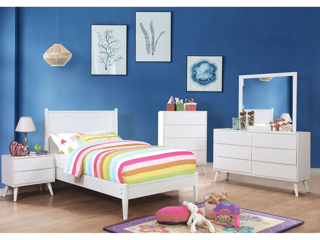 Lennart White 4 Pc. Twin Bedroom Set - Ornate Home