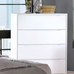 Lennart White 5 Pc. Queen Bedroom Set w/ Chest - Ornate Home