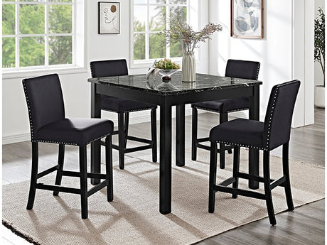 Lennon Black 5-Piece Counter Height Set - Ornate Home