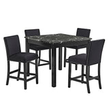 Lennon Black 5-Piece Counter Height Set - Ornate Home