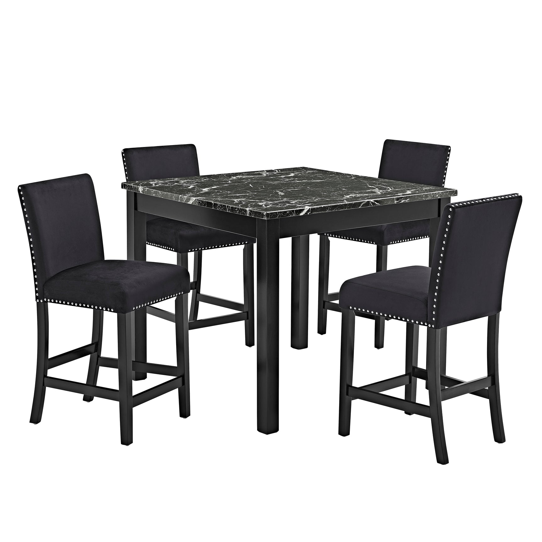 Lennon Black 5-Piece Counter Height Set - Ornate Home