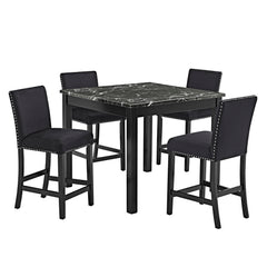 Lennon Black 5-Piece Counter Height Set - Ornate Home