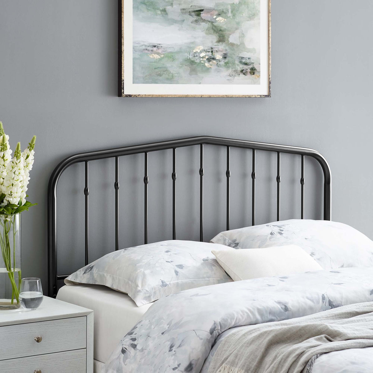 Lennon Black Metal King Headboard - Ornate Home