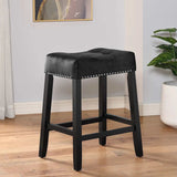Lennon Black Saddle Counter Stool (Set of 2) - Ornate Home