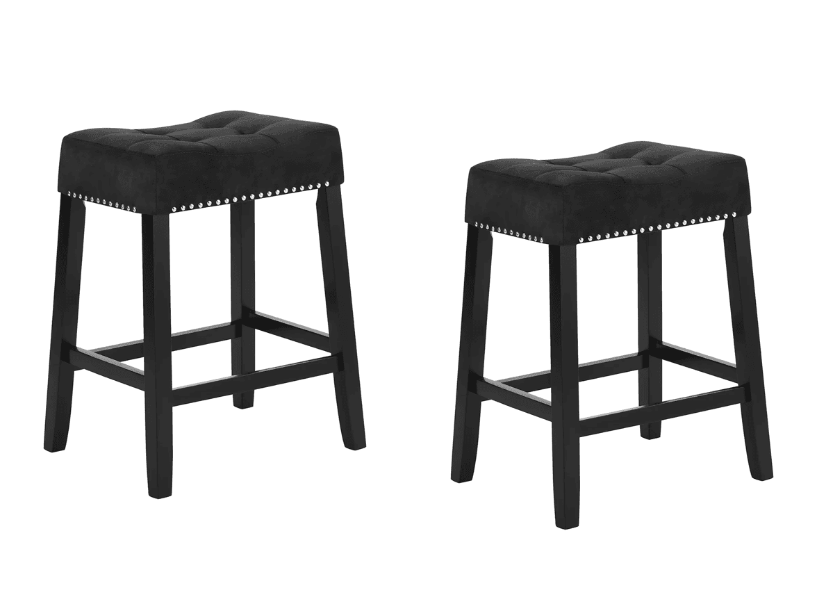 Lennon Black Saddle Counter Stool (Set of 2) - Ornate Home