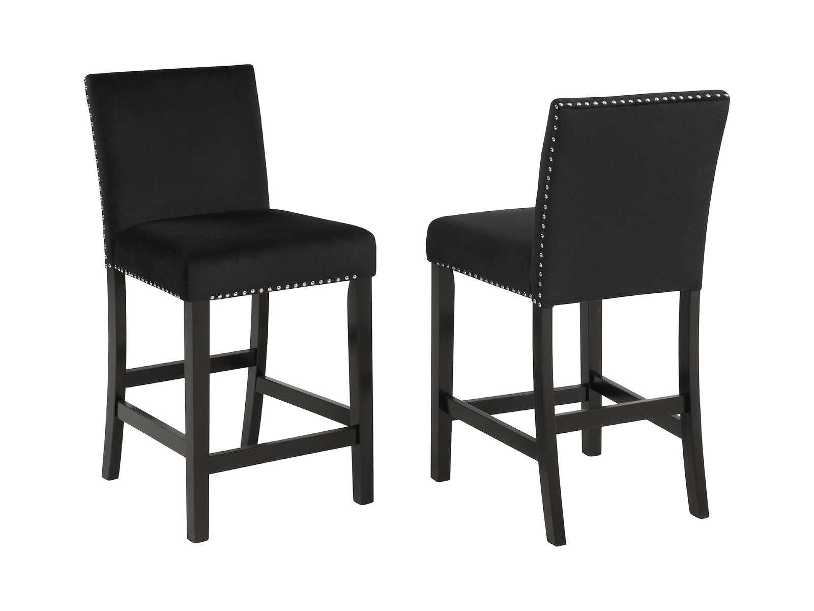 Lennon Black Velvet Counter Height Dining Chair (Set of 2) - Ornate Home