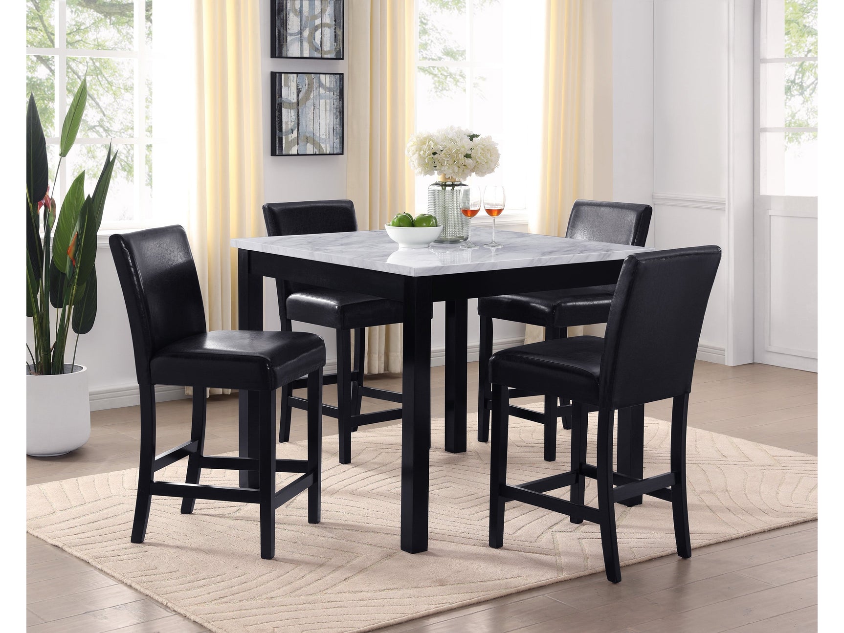 Lennon Black/White 5-Piece Counter Height Set - Ornate Home