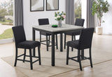 Lennon Ebony/Black Faux Concrete 5-Piece Counter Height Dining Set - Ornate Home