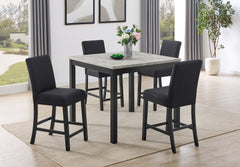 Lennon Ebony/Black Faux Concrete 5-Piece Counter Height Dining Set - Ornate Home