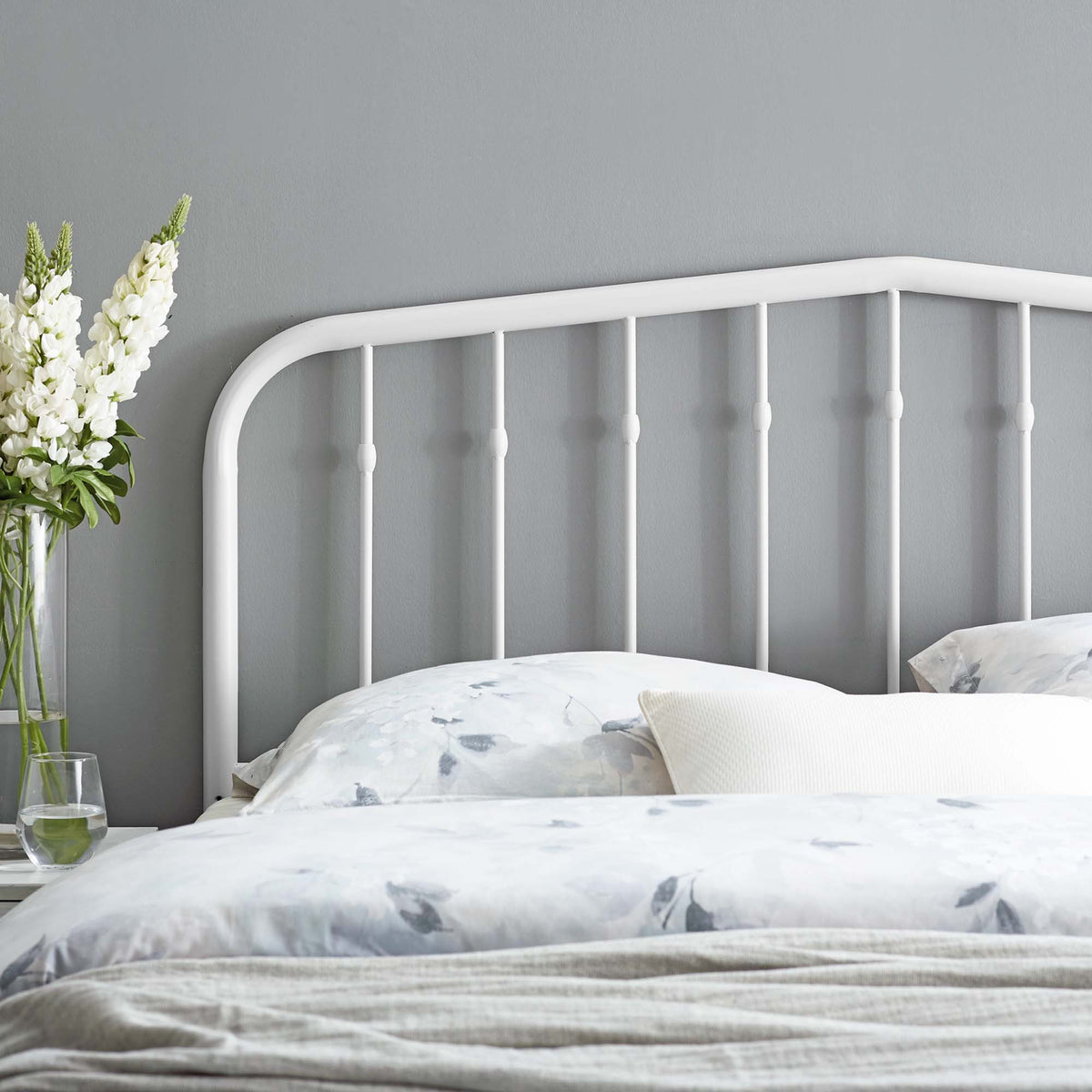 Lennon White Metal Full Headboard - Ornate Home