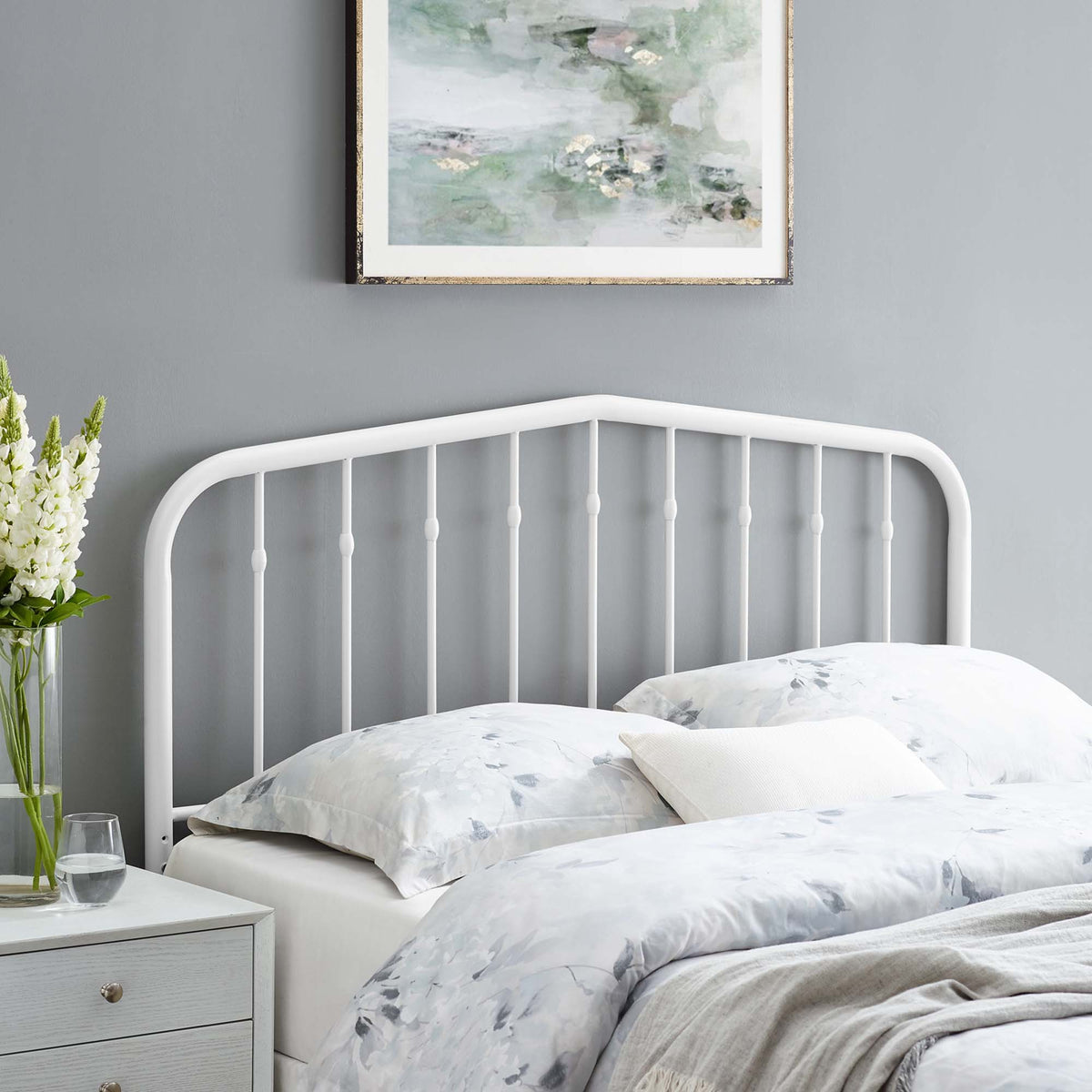 Lennon White Metal Twin Headboard - Ornate Home