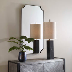 Lennox Black Scalloped Corner Mirror - Ornate Home