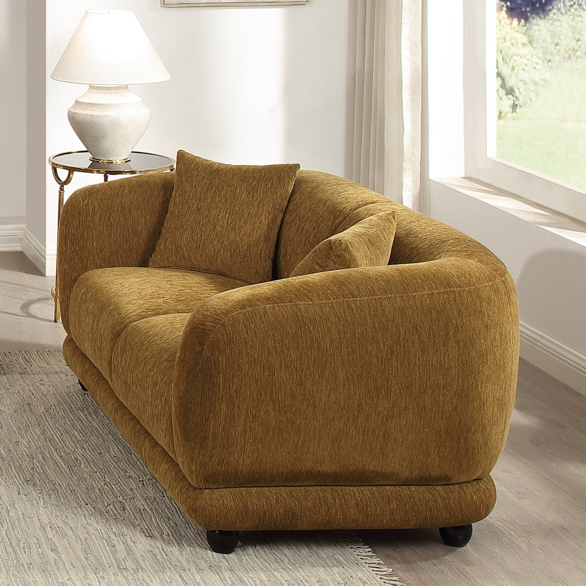 Lennox Brown Loveseat W/2 Pillows - Ornate Home
