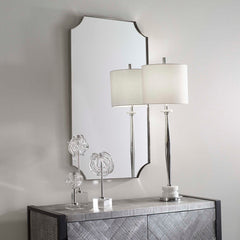 Lennox Nickel Scalloped Corner Mirror - Ornate Home