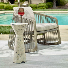 Lenora Black/White Stone Drink Table - Ornate Home