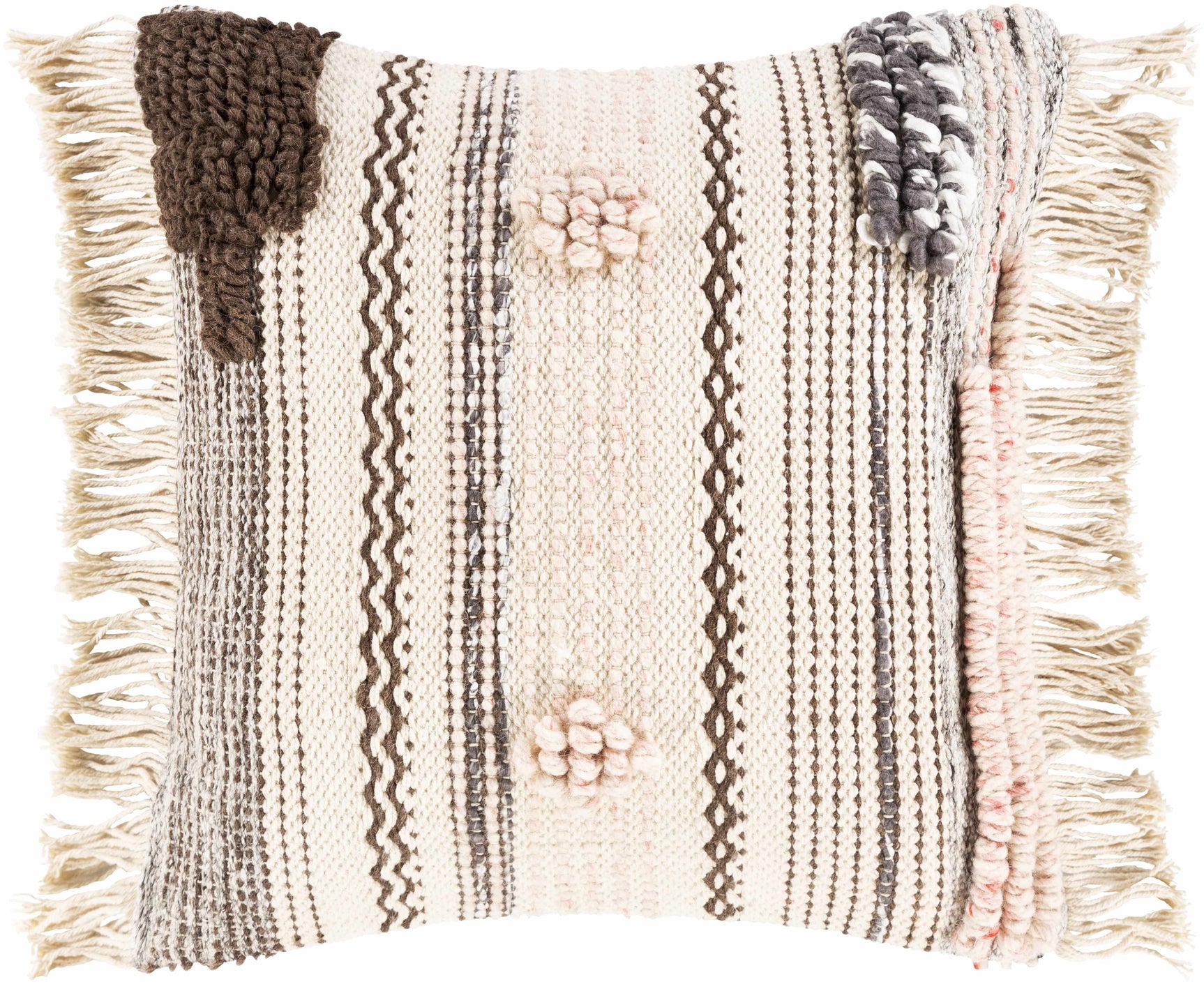 Lenorah Pink&White Textured Throw Pillow - Clearance - Ornate Home