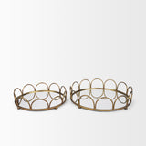 Lenore Gold Round Metal/Mirror Tray (Set of 2) - Ornate Home