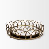 Lenore Gold Round Metal/Mirror Tray (Set of 2) - Ornate Home
