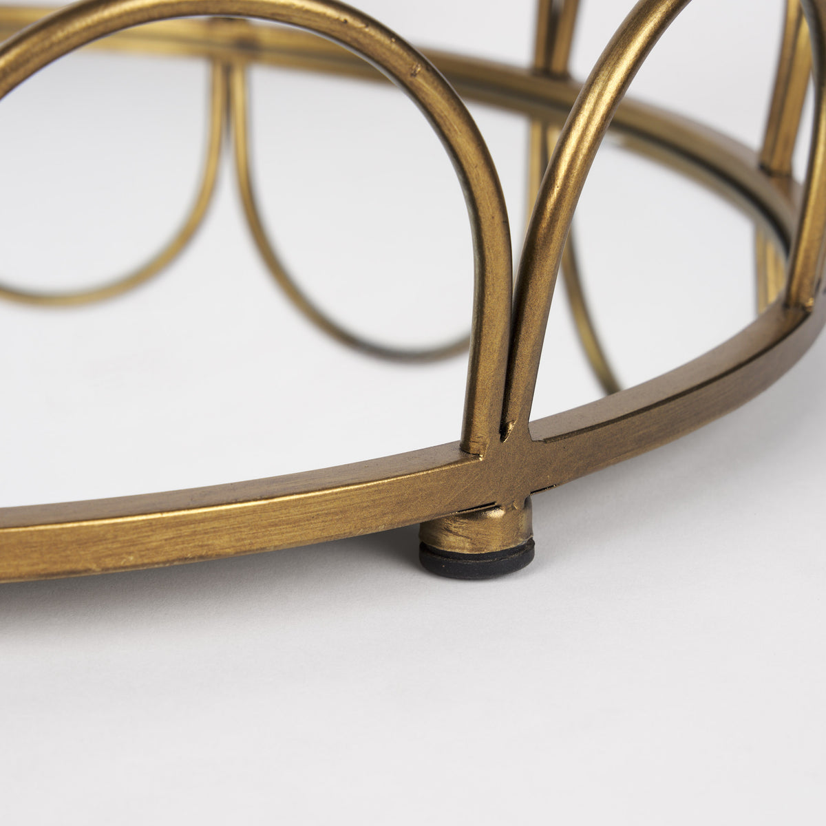 Lenore Gold Round Metal/Mirror Tray (Set of 2) - Ornate Home