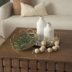 Lenore Gold Round Metal/Mirror Tray (Set of 2)