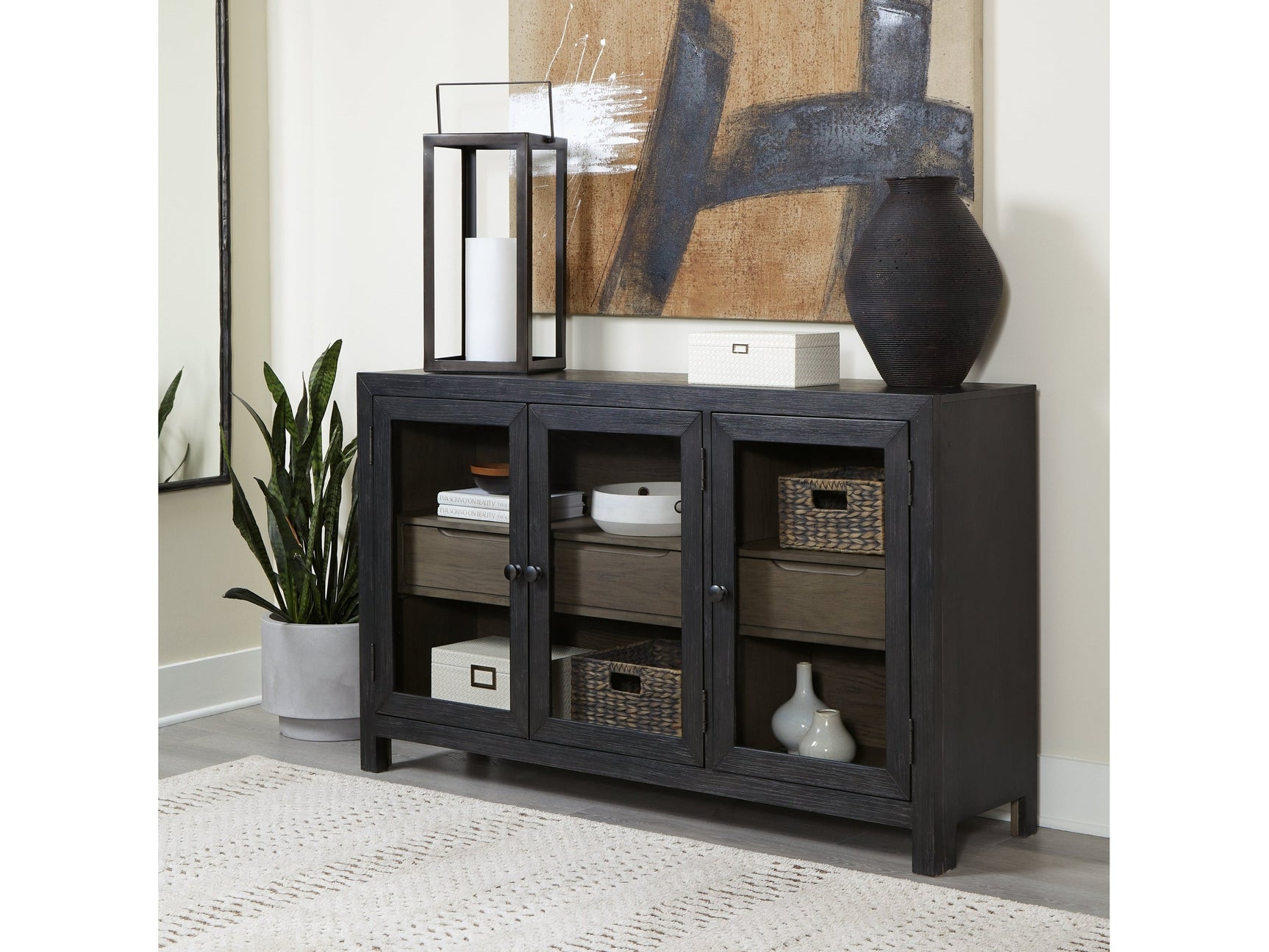 Lenston Black/Gray Accent Cabinet - Ornate Home