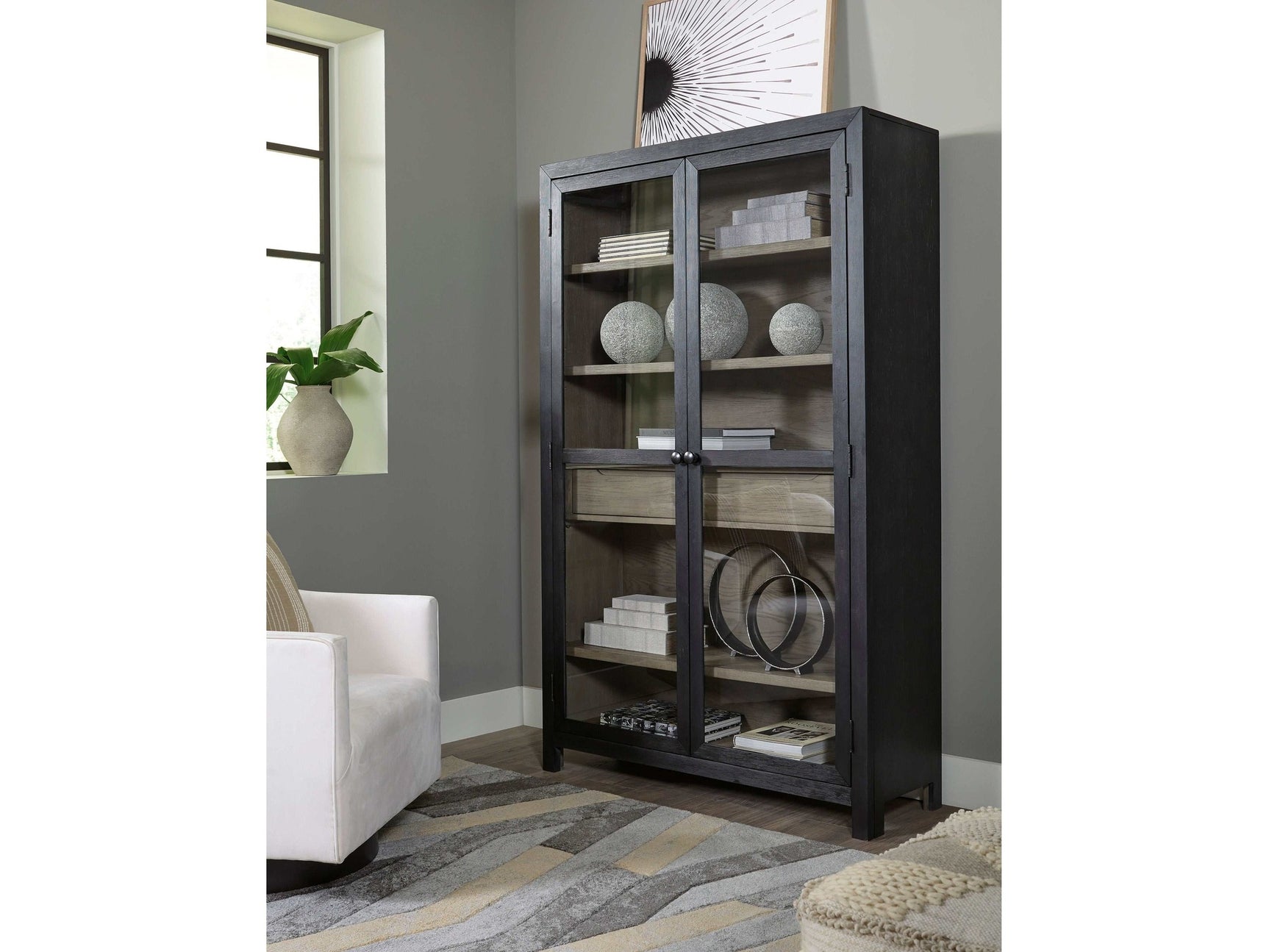 Lenston Black/Gray Tall Accent Cabinet (Online Special Price) - Ornate Home