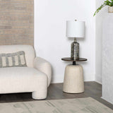 Lentner Ribbed White Ceramic Table Lamp - Ornate Home