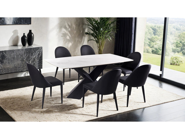 Lenvik Black/White 7 Piece Dining Set - Ornate Home