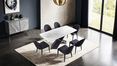 Lenvik Black/White 7 Piece Dining Set - Ornate Home