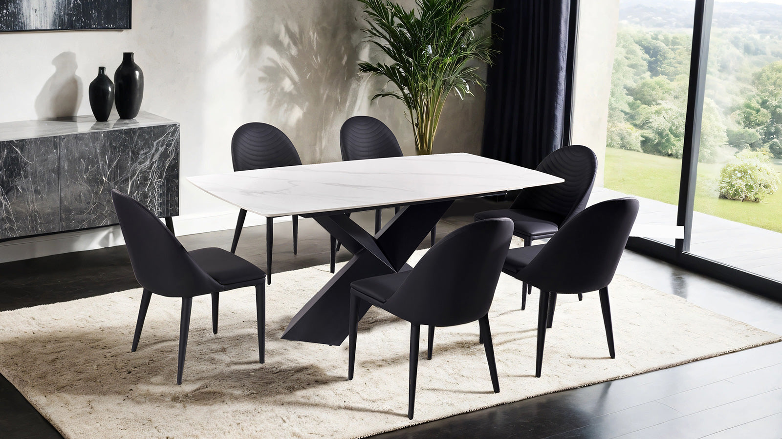 Lenvik Black/White Dining Table - Ornate Home
