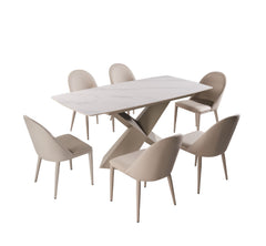 Lenvik Brown 7 Piece Dining Set - Ornate Home