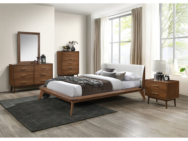 Lenzburg Walnut/Beige 5 Pc. Queen Bedroom Set w/ 2NS - Ornate Home