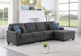Leo Dark Gray 119"W Woven Fabric 5-Seater Sofa & Ottoman - Ornate Home