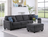 Leo Dark Gray 119"W Woven Fabric 5-Seater Sofa & Ottoman - Ornate Home