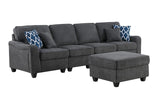 Leo Dark Gray 119"W Woven Fabric 5-Seater Sofa & Ottoman - Ornate Home