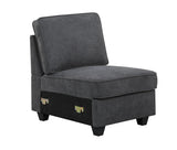 Leo Dark Gray 119"W Woven Fabric 5-Seater Sofa & Ottoman - Ornate Home