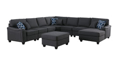 Leo Dark Gray 125"W Linen Modular L-Shape Sectional Sofa with Right-Facing Chaise & Ottoman - Ornate Home