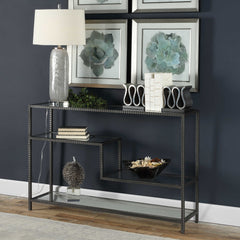 Leo Gray Industrial Console Table - Ornate Home