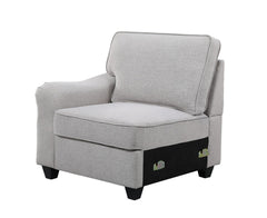 Leo Light Gray 125"W Linen 7-Piece Modular L-Shape Sectional Sofa with Ottoman - Ornate Home