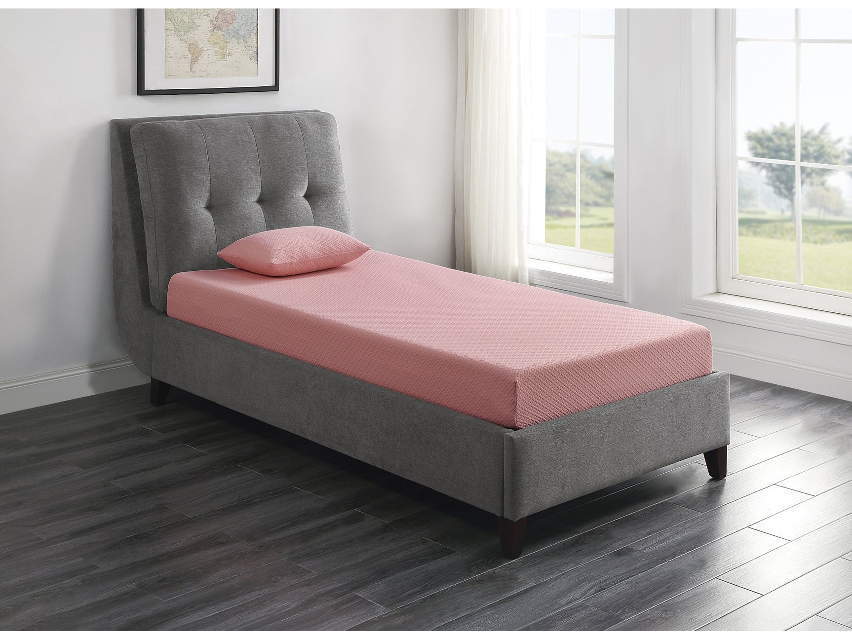 Leo Pink 7" Full Gel-Infused Memory Foam Mattress and Pillow Set - Ornate Home