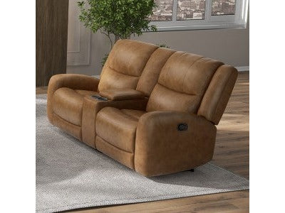 Leolinus Brown Leather Loveseat - Ornate Home